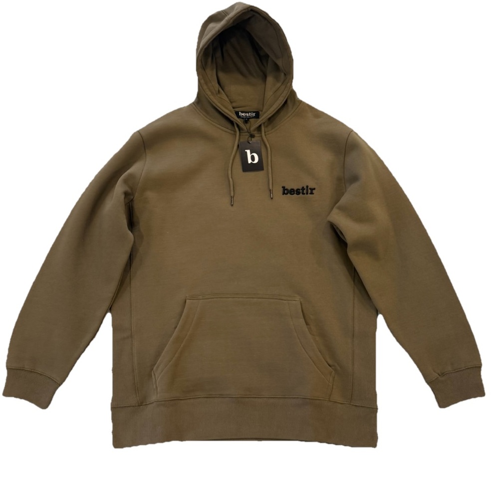 bestir Olive Green Hoodie Cotton Pullover Sweatshirt